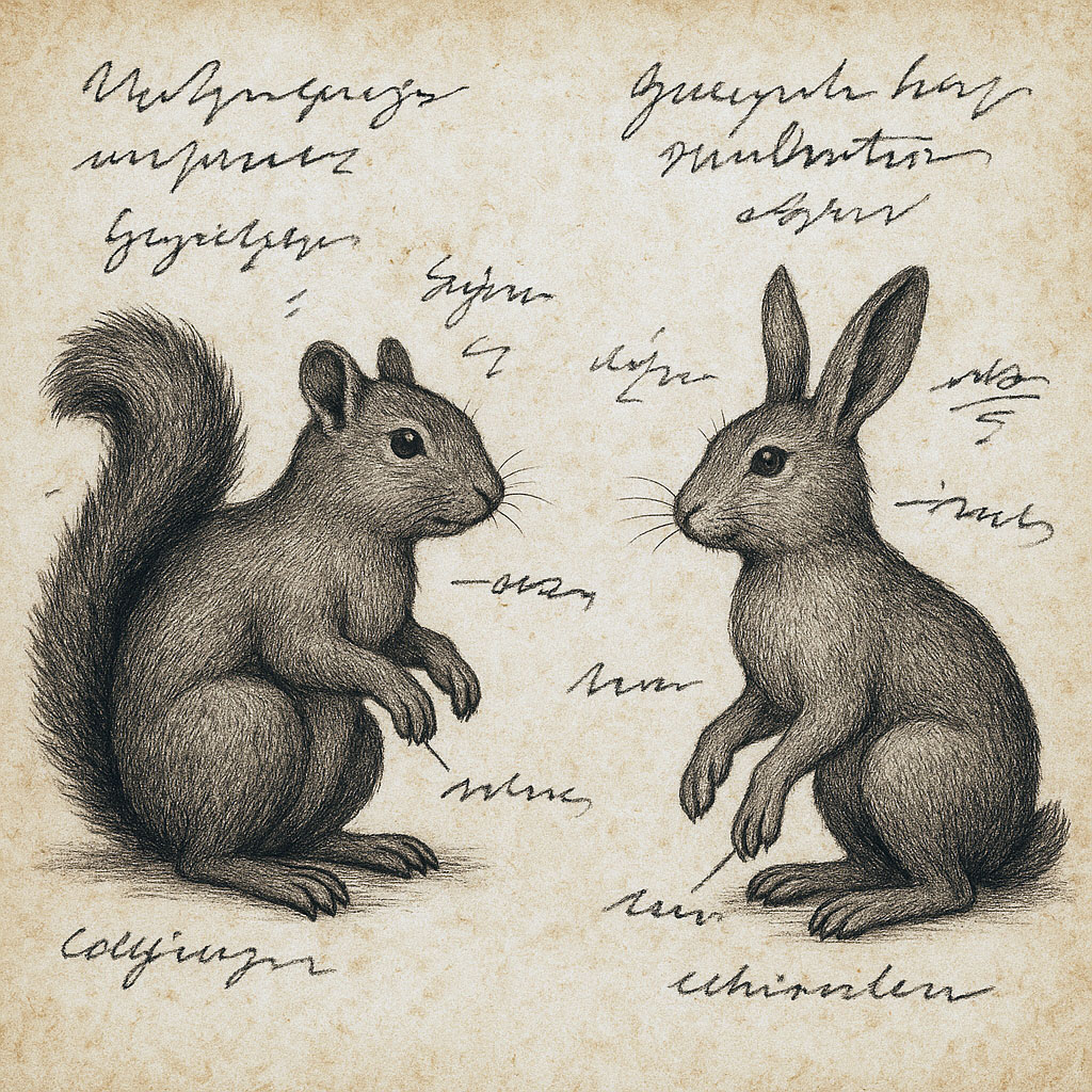 Two drawings of the same creature